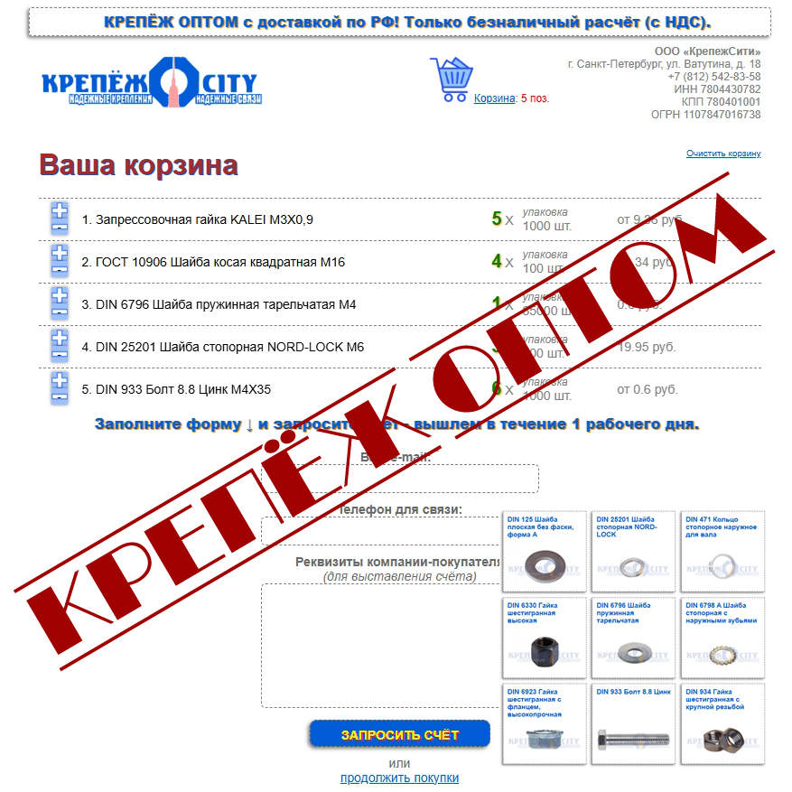Крепёж оптом с доставкой по РФ Крепеж оптом